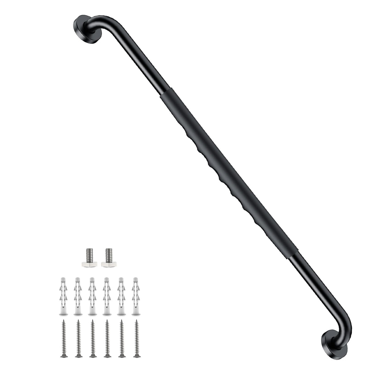 Anti-Slip Black Grab Bar 12 Inch, Grab Bar for Bathtub and Shower