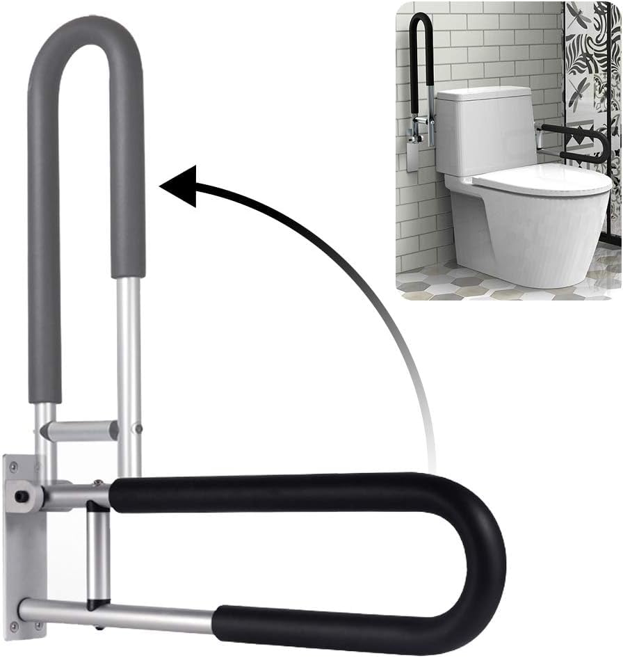 Handicap Grab Bars Rails 23.6 Inch Toilet Handrails Bathroom Safety Bar Toilet Support Rail Handicapped Handrail Accessories for Seniors Elderly (23.6inch)