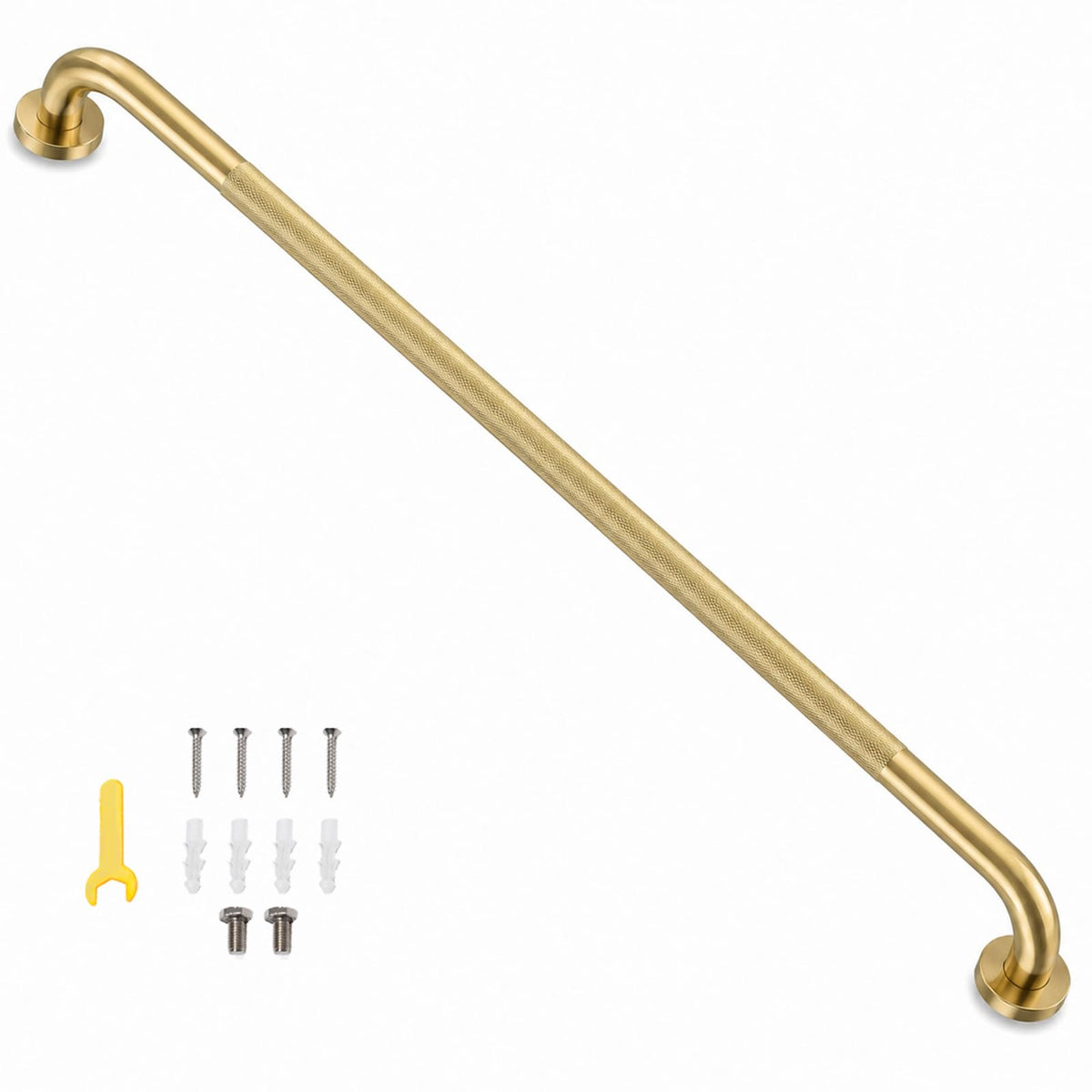 36 Inch Shower Grab Bar, Bathroom Grab Bar Handle with Anti-Slip Knurled Grip, Stainless Steel Bath Balance Bar, 1.25" Diameter Bath Safety Bar Support for Seniors Elderly Pregnant, Brushed Nickel