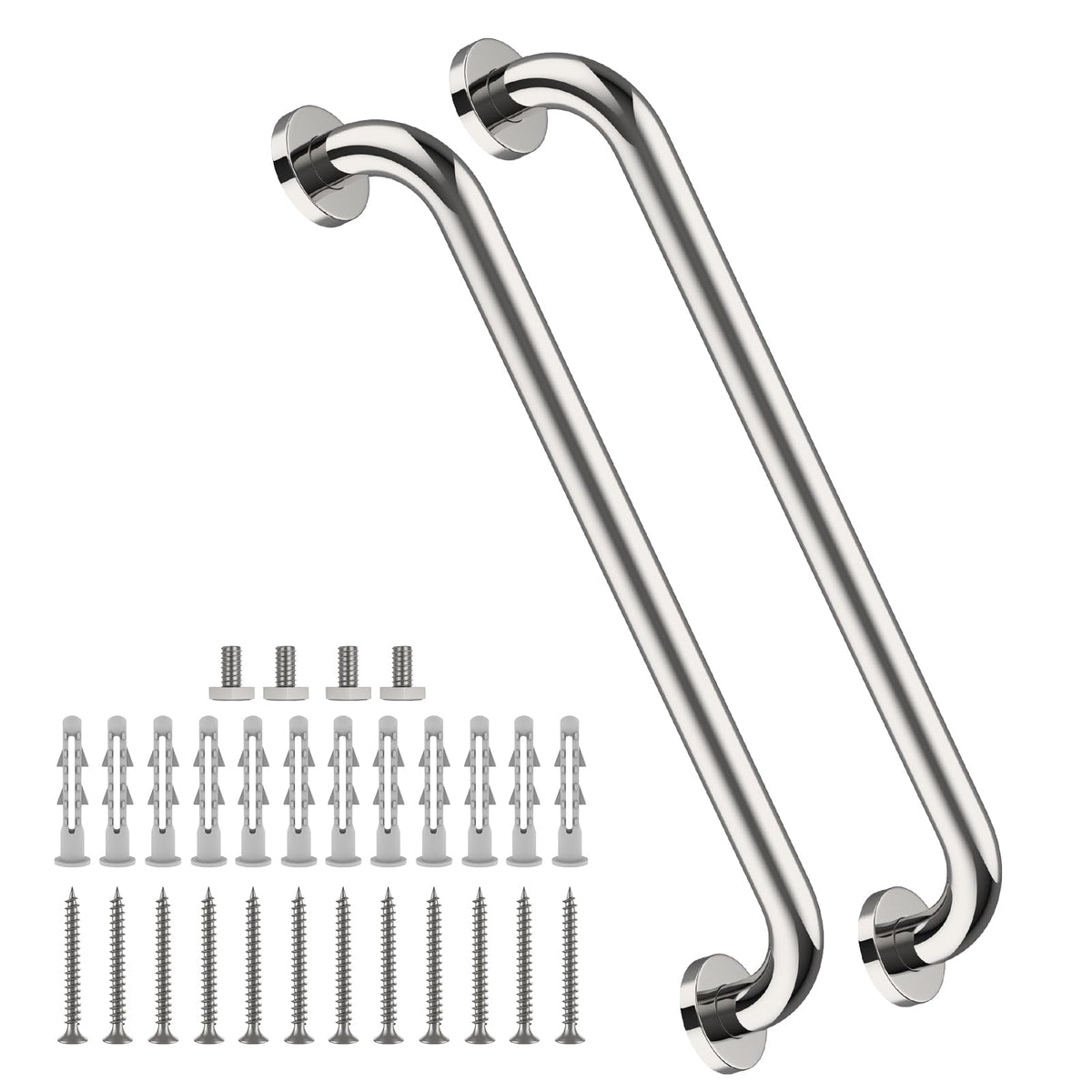 2 Pack 16 Inch Shower Grab Bar - 1.25" Diameter, ZUEXT Chrome Stainless Steel Bathroom Grab Bar Handle, Bathroom Balance Bar,Safety Hand Rail Support,Handicap Injury Elderly Senior Assist Bath Handle