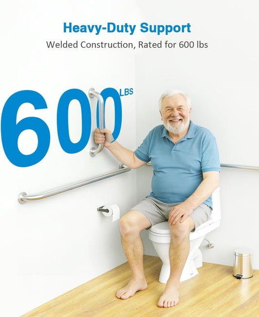Grab Bar Bundle for ADA Compliance, Brushed Stainless Steel 1.5" Diameter 3-Piece Set (18", 36", 42") for Commercial Restrooms & Shower Safety Bars for Seniors