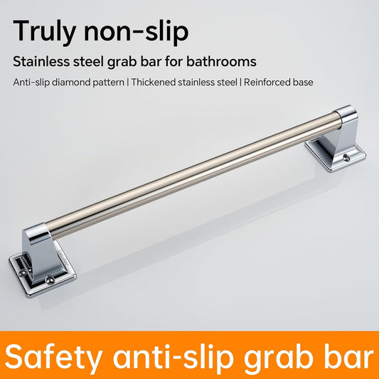 Joyrain Stainless Steel Bathroom Grab Bar for Elderly - Safety Rail & Towel Rack Dual Function, 9/16/24 Inch Anti-Slip Handle for Shower/Toilet/Tub (Chrome, 9 inch)