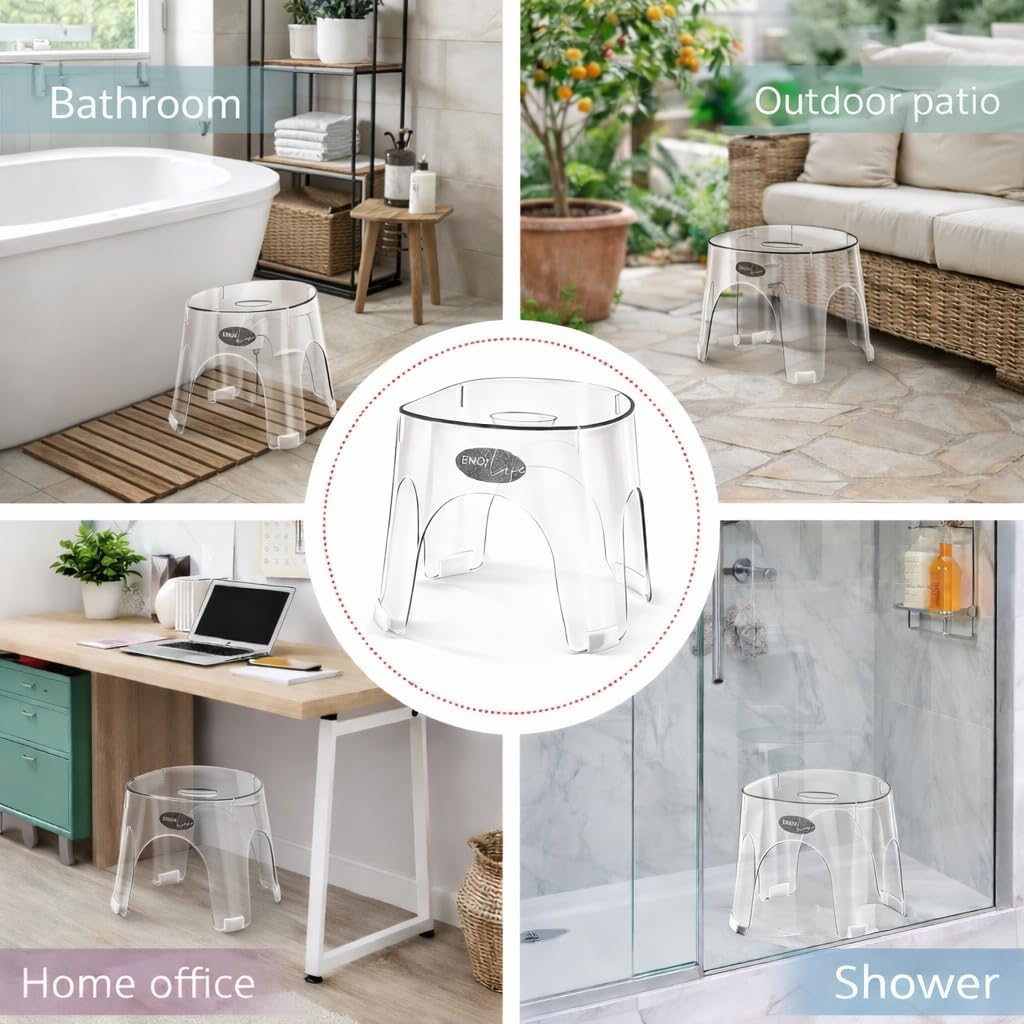 Acrylic Small Shower Stool for Inside Shower Waterproof Bathroom Stool