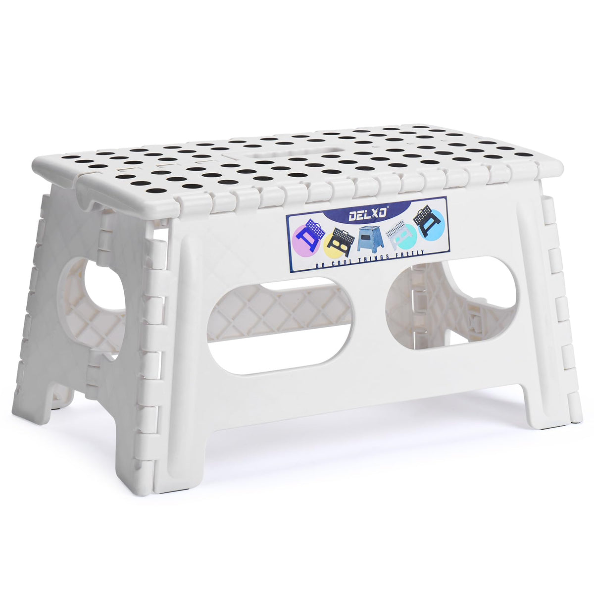 Delxo Folding Step Stool 13 Inch,300 Lbs Step Stool for Adults Black