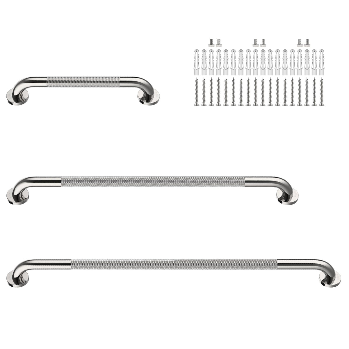 3 Pack Anti Slip Shower Grab Bar, Munzong 12" 16" 16" White Bathroom Bar
