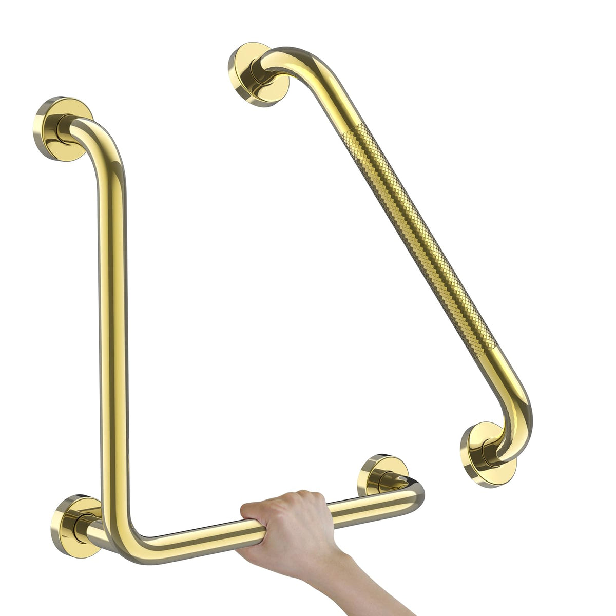 Black Angled Grab Bar 12x24 Inch, L-Shaped Grab Bar for Bathtub and Shower