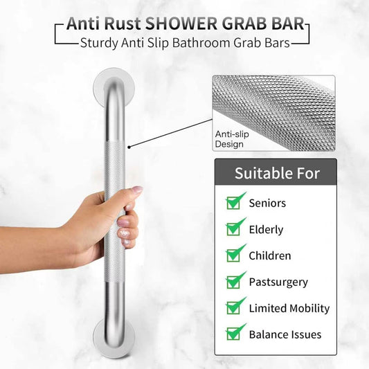 16" Brushed Nickel Bathroom Non-Slip Grab Bar Wall Mounted