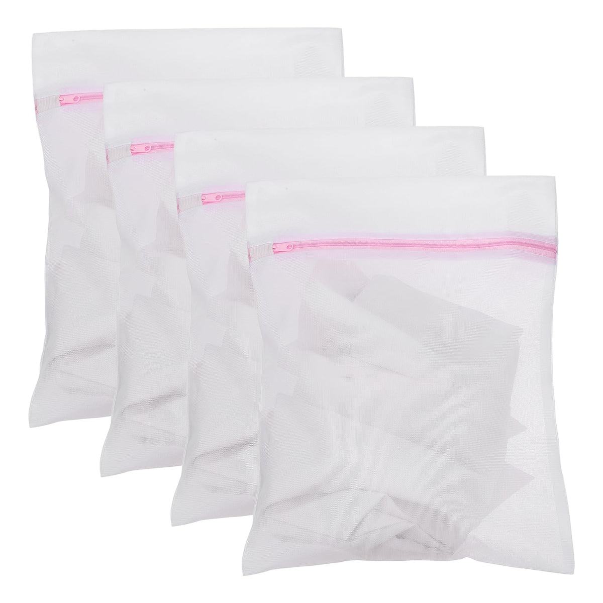 uxcell 4pcs Mesh Laundry Bags Delicates 12"x16"Mesh Washing Bags Fine Pink