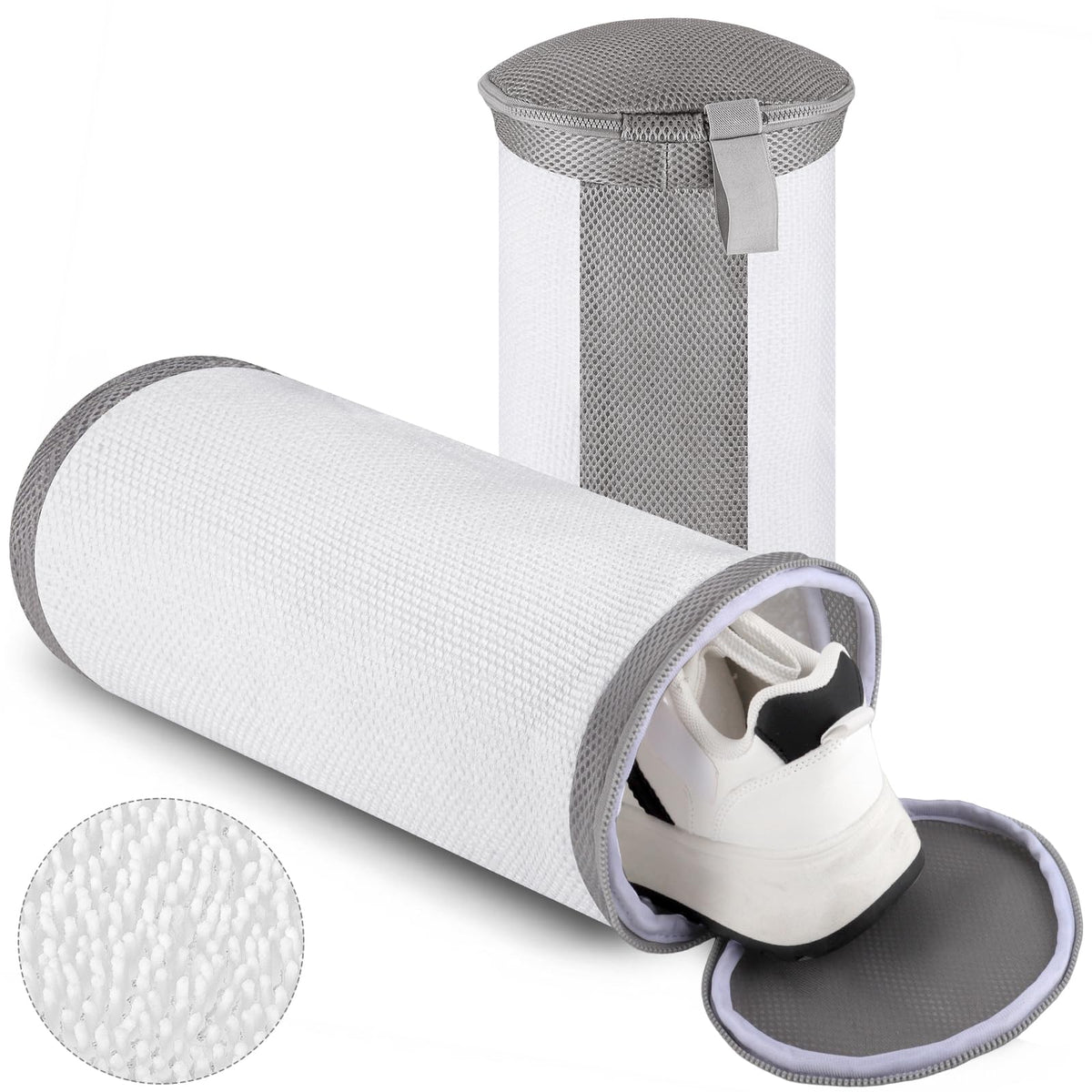 Dntorx 2 PCS Shoe Washing Machine Bags for Washer and Dryer, Grey + White