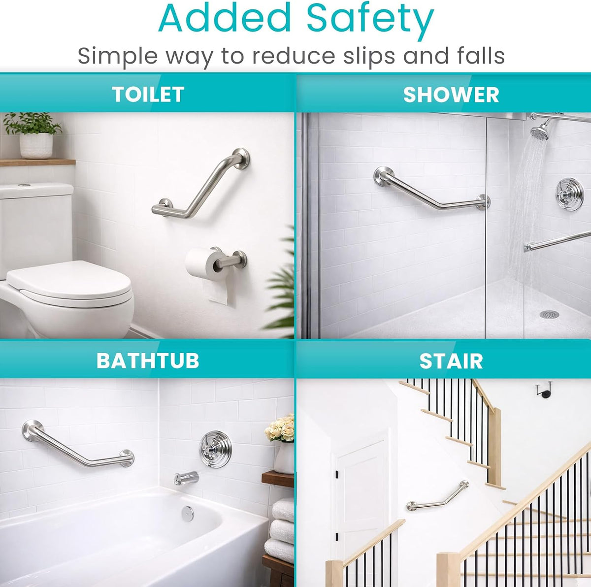 Vive Angled Shower Grab Bar (Supports 440lbs) - ADA Compliant Tub