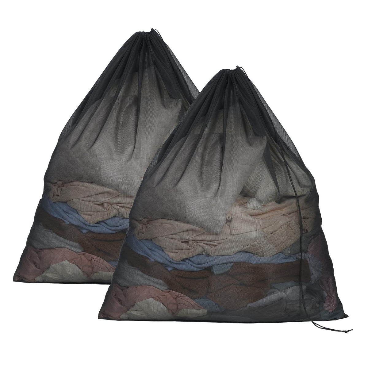 OTraki Ex-Large Mesh Laundry Bags 36x43 Inch Drawstring Laundry Bag 2 Pack Dirty Clothes Mesh Net Bag Heavy Duty Travel Storage Organize Bag for Hotel Beach,Don't Drying, Melting 140-176℉ Black