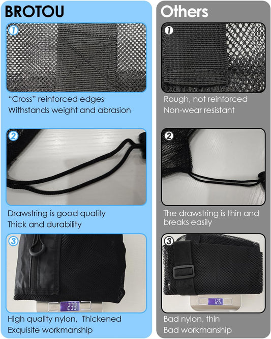 BROTOU Thickened Extra Large Sports Ball Bag Mesh Socce Ball Bag