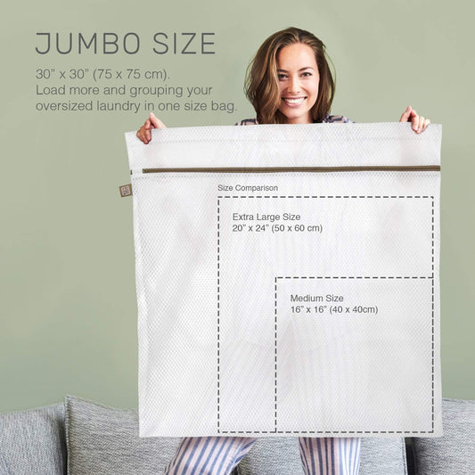 Extra Large Mesh Laundry Bags for Delicates - 2 Jumbo XXL Durable Laundry Bag Mesh Wash Bags with Hanging Loop. Garment Safe and Organizer for Washing Machine, Clothes, Lingerie, Sheets, and Blankets