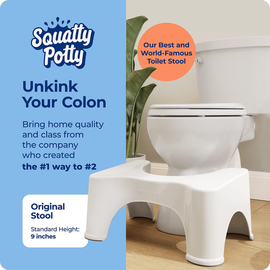 Squatty Potty Original Bathroom Toilet Stool 9 Inches Tall - White