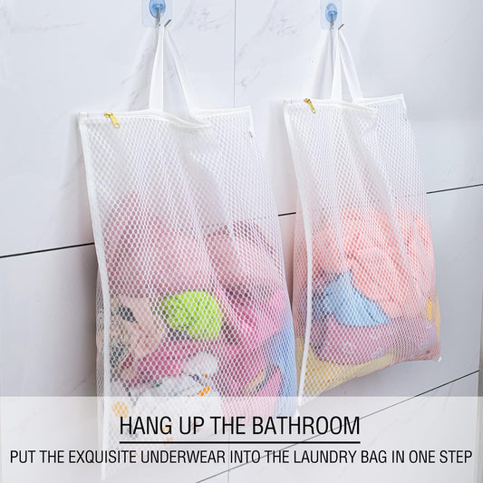 Tenrai Laundry Bag Mesh Wash Bag,Use YKK Zipper,Tote Bag Bathroom Hanging, Bra Fine Mesh Wash Bag for Underwear 3 Bags(3L Cellular Mesh)