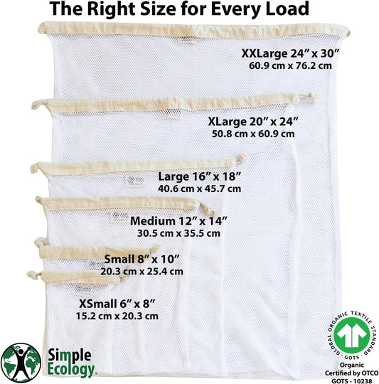 Simple Ecology Organic Cotton Mesh Laundry Bag – Set of 3 (L,M,S)