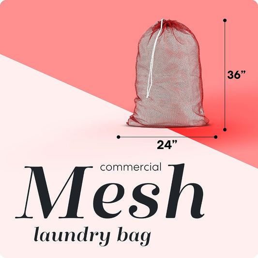 Handy Laundry Mesh XL Laundry Bag 24"x36" 2-Pack, Heavy Duty, Red