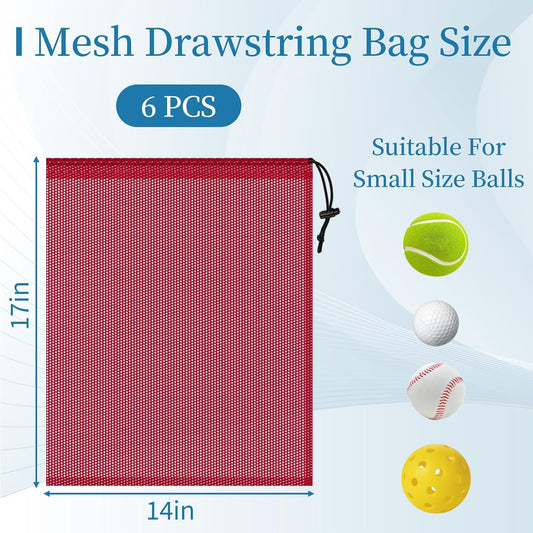 6 Pack Mesh Drawstring Bags with Lock, 14x17 for Gym, Beach, Laundry