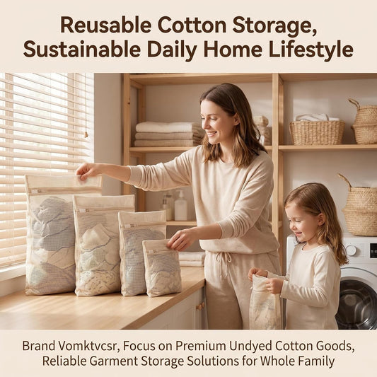 5 Pack100% Natural Cotton Mesh Delicates Laundry Bags