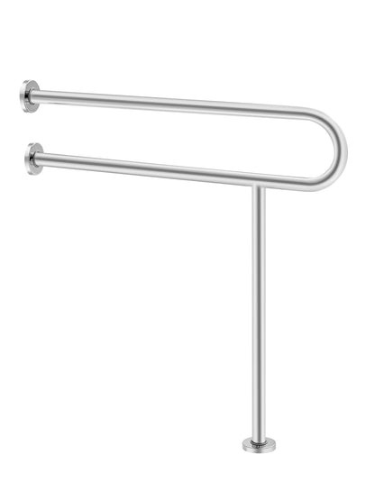 VEVOR Toilet Safety Rail, 30 Inch U-Shaped Handicap Grab Bar, Foldable Senior Safety Pole, Flip Up Toilet Grab Bars with Anti-Slip Handle, 300 Lbs Load Capacity Security Handrail with Paper Holder