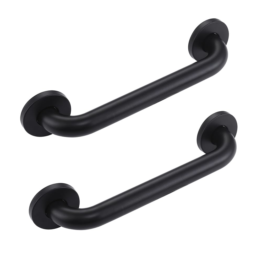 2pack 18inch Handicap Grab Bar for Shower, Shower Handles for Elderly, Shower Grab Bars for Seniors with Concealed Screws Black