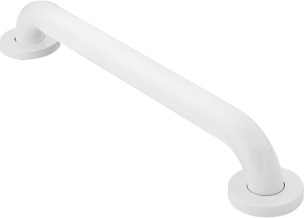 Moen Bathroom Safety 12-Inch Peened Textured Grip Stainless Steel Bathroom Grab Bar with Concealed Screws, Shower Handles for Elderly, R8712P