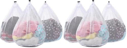 4Pcs Mesh Laundry Bags Washing Machine Mesh Wash Bags for Clothes,Underwear,Lingerie, Bed Linen with Drawstring Closure Sturdy(4 Size)