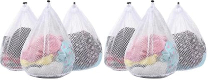 4Pcs Mesh Laundry Bags Washing Machine Mesh Wash Bags for Clothes,Underwear,Lingerie, Bed Linen with Drawstring Closure Sturdy(4 Size)