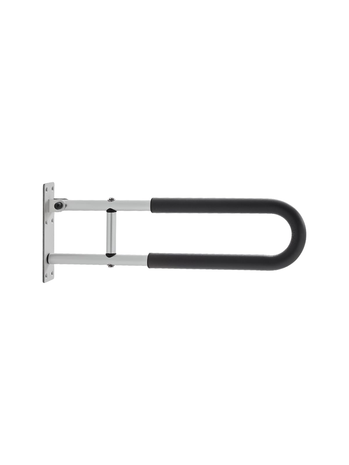 VEVOR Toilet Safety Rail, 30 Inch U-Shaped Handicap Grab Bar, Foldable Senior Safety Pole, Flip Up Toilet Grab Bars with Anti-Slip Handle, 300 Lbs Load Capacity Security Handrail with Paper Holder