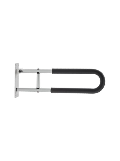 VEVOR Toilet Safety Rail, 30 Inch U-Shaped Handicap Grab Bar, Foldable Senior Safety Pole, Flip Up Toilet Grab Bars with Anti-Slip Handle, 300 Lbs Load Capacity Security Handrail with Paper Holder