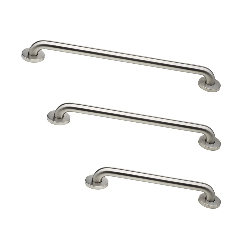 ADA Grab Bar Bundle, Brushed Stainless, Pack of 3, 18/36/42 in