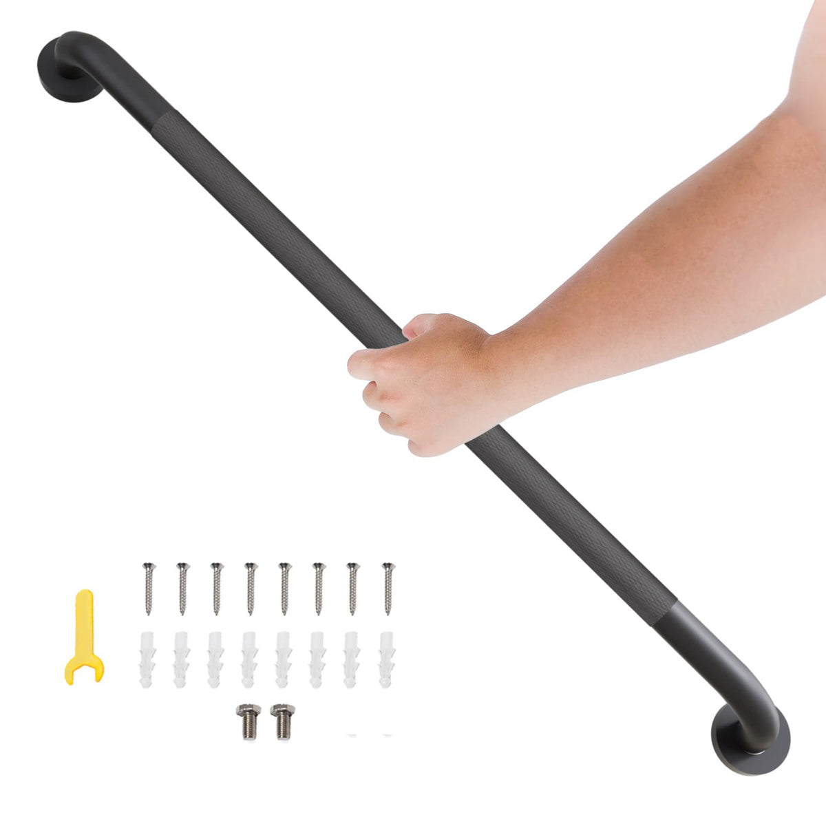 36 Inch Shower Grab Bar, Bathroom Grab Bar Handle with Anti-Slip Knurled Grip, Stainless Steel Bath Balance Bar, 1.25" Diameter Bath Safety Bar Support for Seniors Elderly Pregnant, Brushed Nickel