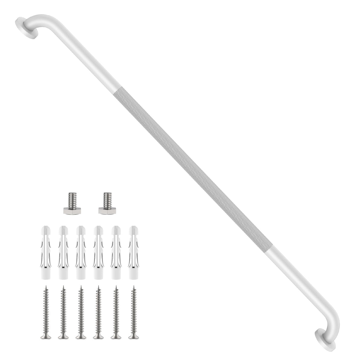 ZUEXT 2 Pack 16 Inch Chrome Anti Slip Shower Grab Bar with Knurled Grip