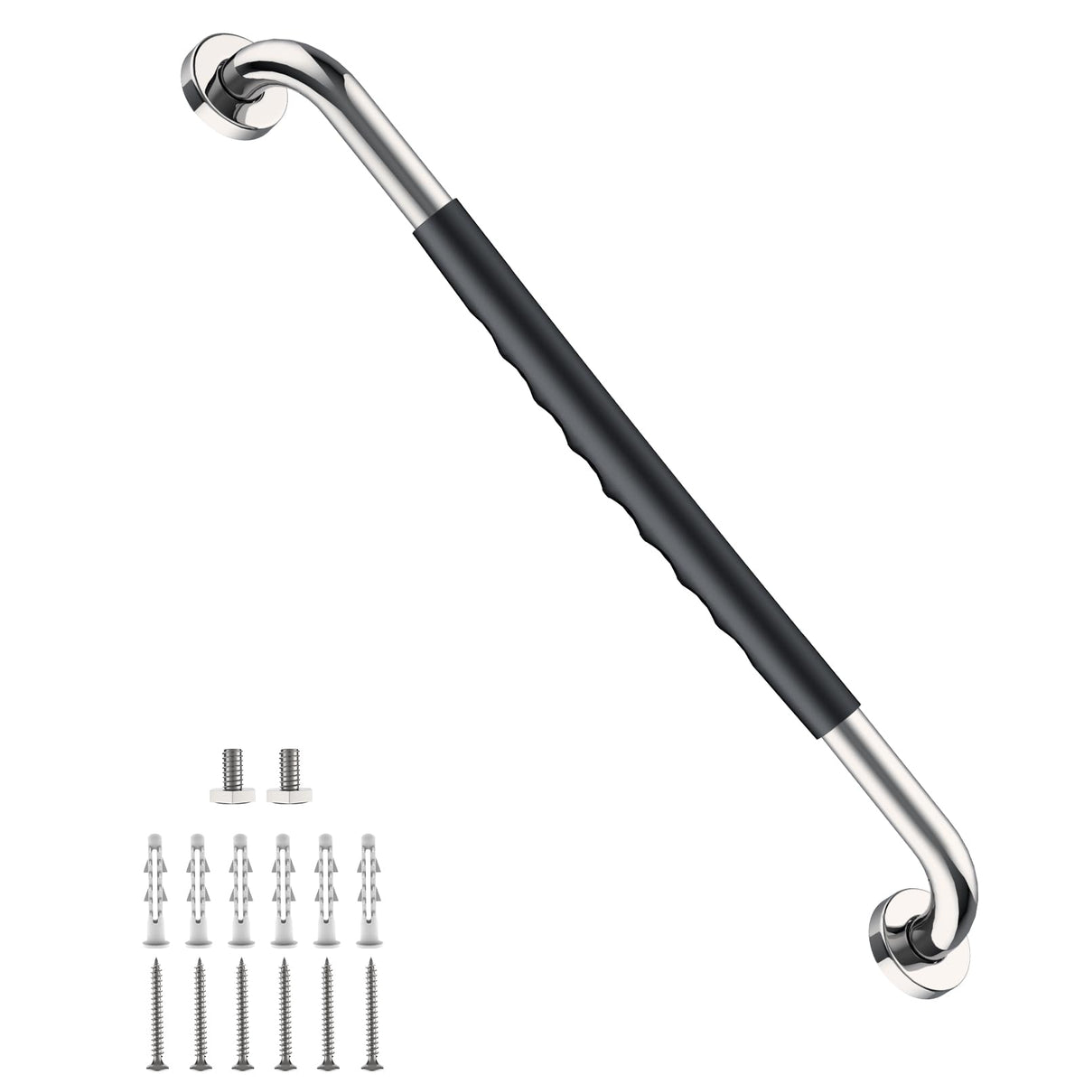 Anti-Slip Black Grab Bar 12 Inch, Grab Bar for Bathtub and Shower