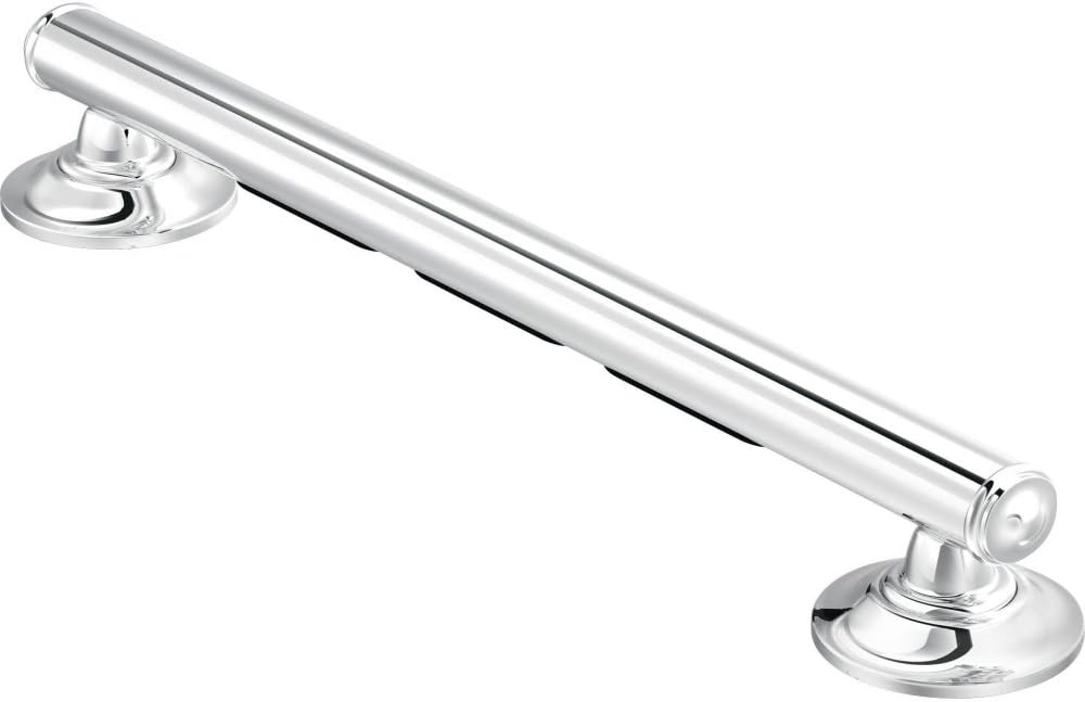 Moen LR8724D1GCH Bathroom Safety 24-Inch Designer Bathroom Grab Bar with Curled Grip, Stainless