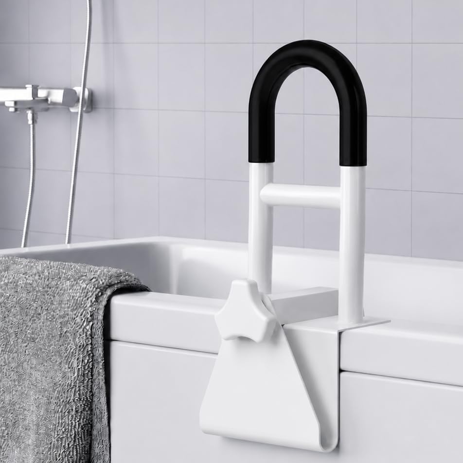 Bathtub Safety Rail, Bathtub Handle Grab Bar with Non-Slip Grip for Seniors, Elderly, Fits 3.1 to 6.7 Inch Tub Walls, Supports 300 lbs