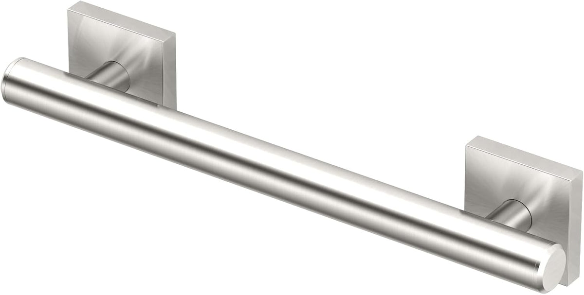 Gatco 950 Elevate Shower Grab Bar, 12 Inch, ADA Compliant, Satin Nickel, Wall Mounted Bathroom Handrail