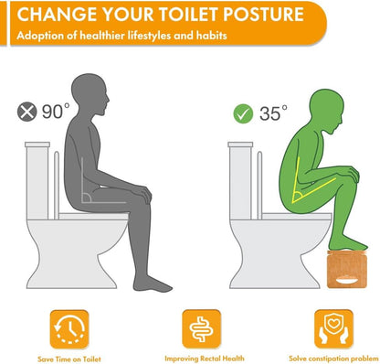 Beinilai Foldable Toilet Stool,7 Inches Bamboo Poop Stool for Bathroom