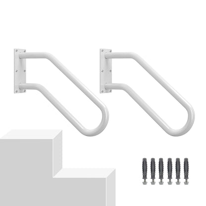 Hand Rails for Outdoor 1-2 Steps, Indoor Stairs, Bathroom, Wall Mount Non-Slip U-Shape Stair Hand Railing White 1 Pack