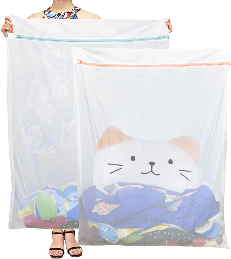 Tenn Well 2Pk 43x35" Extra Large Mesh Laundry Bags Jumbo for Blankets XXXXL
