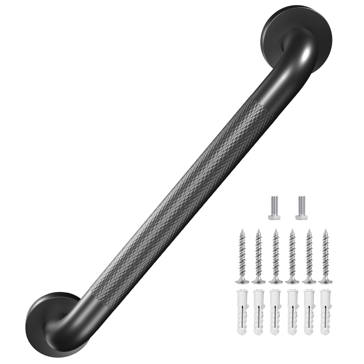 Metal Industrial Stairs Grab Wall Handrail Staircase Steps Indoor Exterior Outdoor Deck Hand Rail Safety Grab Bar (Matte Black) Handle for Stairs Bars Wall Elderly Grab Frame Pipe (12 Inch 1 Pack)