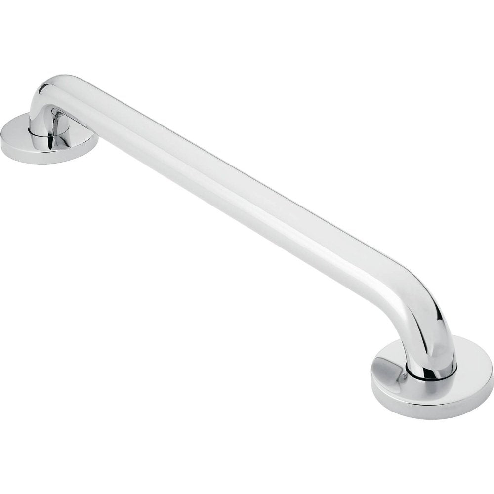 Moen Home Care Bathroom Safety 24 Inch Stainless Steel Handicap Grab Bar for Bathtub and Shower, Slip Resistant Peened Texture, Elderly Assistance Product, Polished Brass, R8724P (Pack of 2)