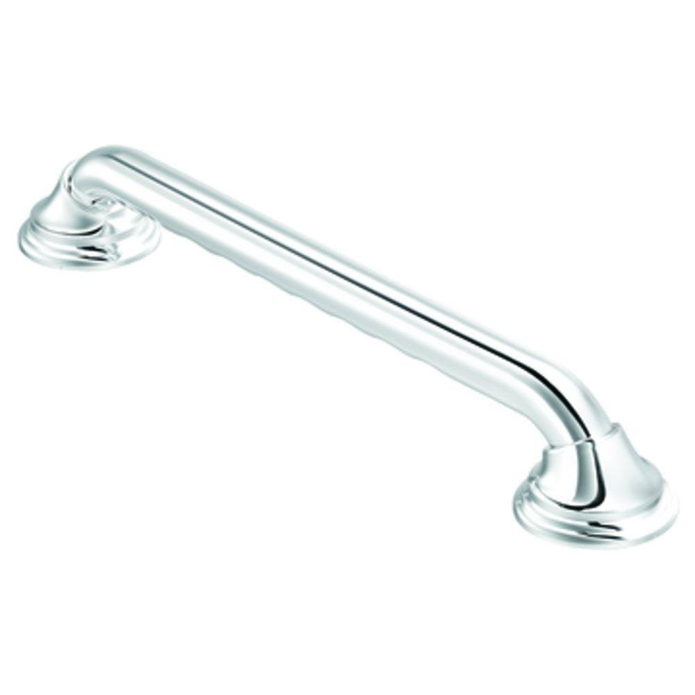 Moen Brushed Nickel Bathroom Safety 12-Inch Designer Bathroom Grab Bar with Curled Grip, Shower Handles for Elderly, R8712D3GBN