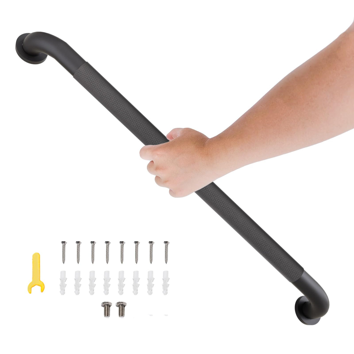 36 Inch Shower Grab Bar, Bathroom Grab Bar Handle with Anti-Slip Knurled Grip, Stainless Steel Bath Balance Bar, 1.25" Diameter Bath Safety Bar Support for Seniors Elderly Pregnant, Brushed Nickel