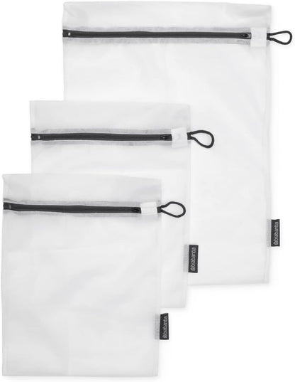 Brabantia 3-Pack Mesh Zip Up Laundry Bags (White) for Washing Machine Delicates, Face Masks, Socks, Bras (1 x Medium, 2 x Small) Organizer, Travel Bags