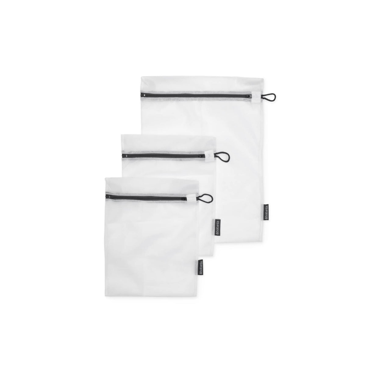 Brabantia 3-Pack Mesh Zip Up Laundry Bags (White) for Washing Machine Delicates, Face Masks, Socks, Bras (1 x Medium, 2 x Small) Organizer, Travel Bags