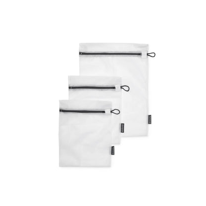 Brabantia 3-Pack Mesh Zip Up Laundry Bags (White) for Washing Machine Delicates, Face Masks, Socks, Bras (1 x Medium, 2 x Small) Organizer, Travel Bags