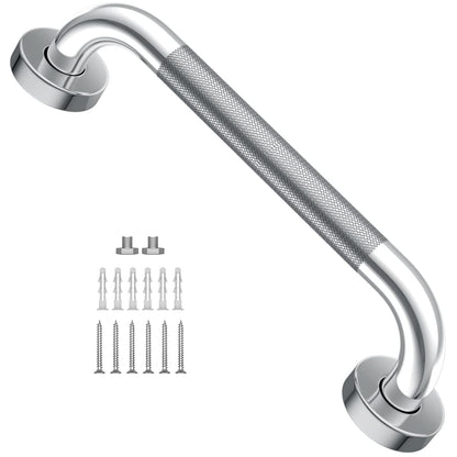 2 Pack 24 Inch Polished Chrome Anti Slip Knurled Shower Grab Bar