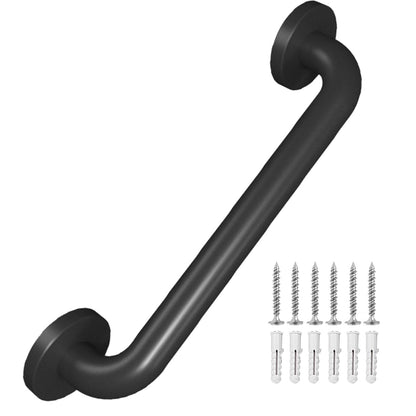 Metal Industrial Stairs Grab Wall Handrail Staircase Steps Indoor Exterior Outdoor Deck Hand Rail Safety Grab Bar (Matte Black) Handle for Stairs Bars Wall Elderly Grab Frame Pipe (12 Inch 1 Pack)