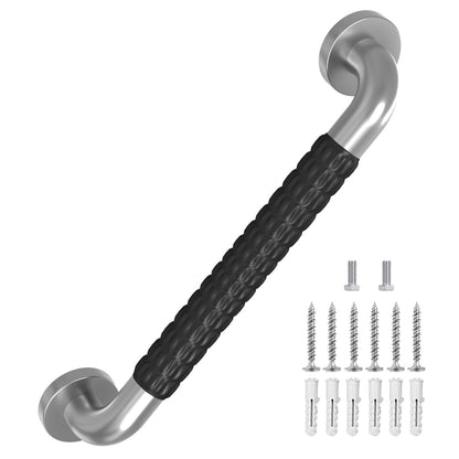 Metal Industrial Stairs Grab Wall Handrail Staircase Steps Indoor Exterior Outdoor Deck Hand Rail Safety Grab Bar (Matte Black) Handle for Stairs Bars Wall Elderly Grab Frame Pipe (12 Inch 1 Pack)